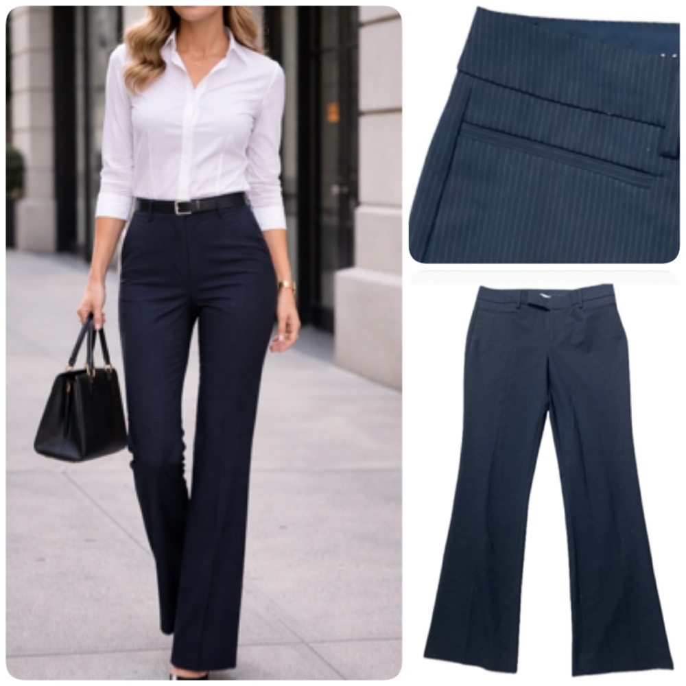 GAP‎ Chic Preppy  Navy Blue Pinstripes Boot Cut Pants